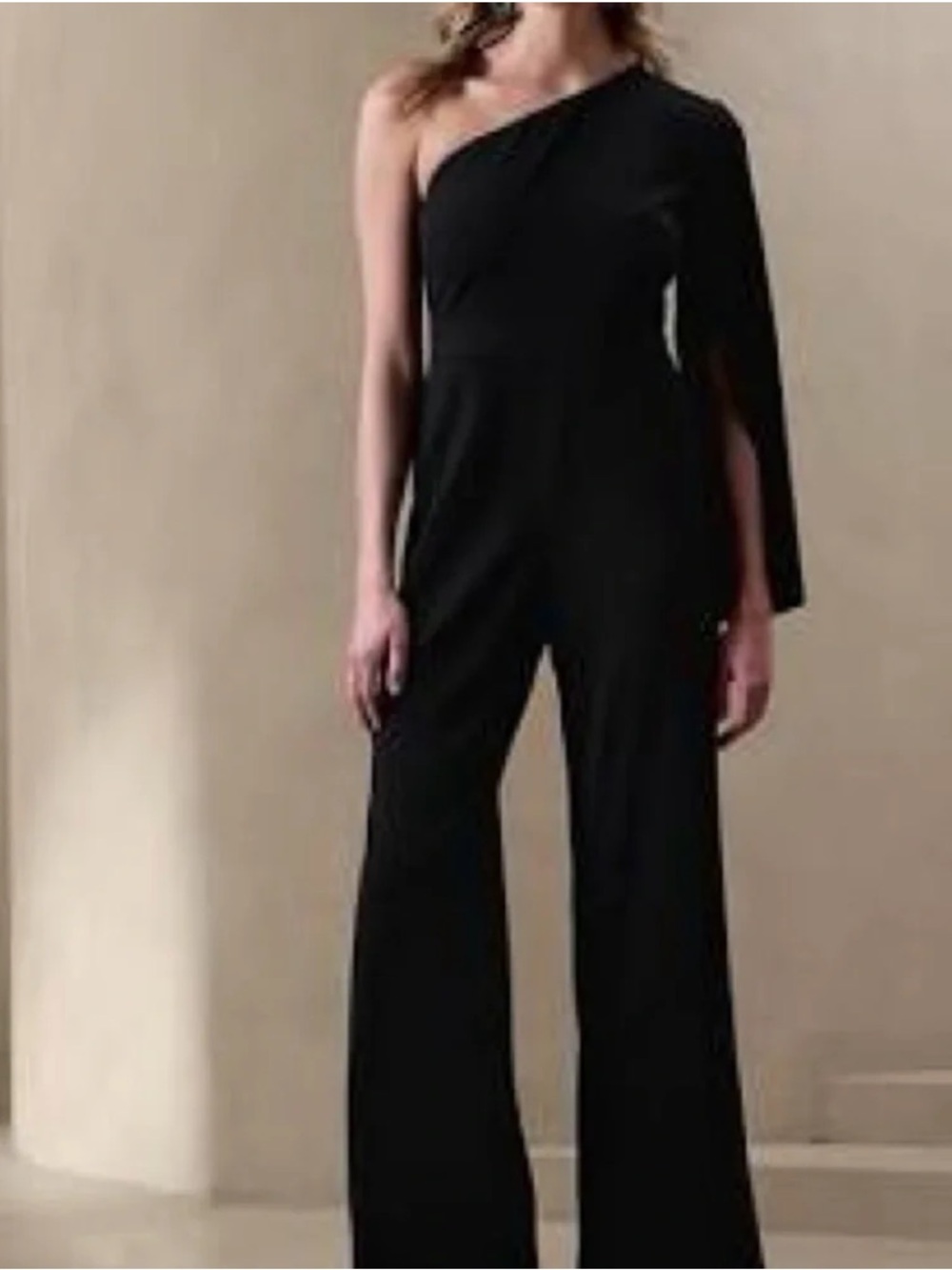 NWT Banana Republic Black One-Shoulder Wide-Leg Jumpsuit